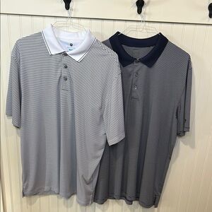 Pro Tour XXL Men's Polo Shirt striped - Navy and White Black/White dri fit